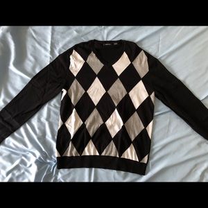 Claiborne Black, Gray, and White Checkered Sweater